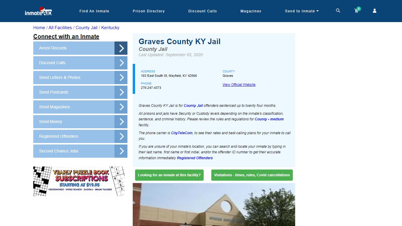 Graves County KY Jail - Inmate Locator - Mayfield, KY